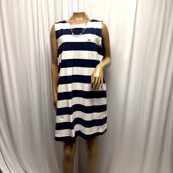 Vineyard Vines Dresses & Skirts - Vineyard Vines Dress Womens Sz XL Navy White Striped Sleeveless Nautical Casual